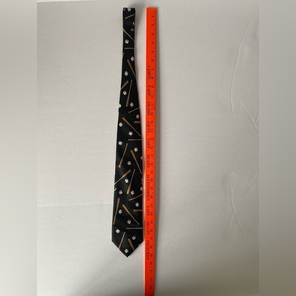 Men’s Vintage Baseball‎ Tie, Navy w/ bat & ball - Picture 4 of 4